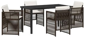 vidaXL Σέτ φαγητού για κήπο 5 pcs Καφέ Πολυ ράταν