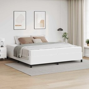 vidaXL Σκελετός κρεβατιού με στρώμα Λευκό 200 x 200 cm Τεχνητό δέρμα