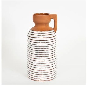 Βάζο Κεραμικό Τερακότα &amp; Άσπρο 12.1x12.1x26.6cm 752-20229 Estheti-752-20229-Καφέ 752-20229