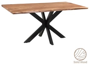 Τραπέζι Slim μασίφ ξύλο ακακίας καρυδί-πόδι μαύρο 180x90x75.6εκ Υλικό: ACACIA  WOOD - METAL 223-000021