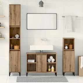 vidaXL Σετ Επίπλων Μπάνιου 3 τεμ. Artisan Oak Επεξεργασμένο ξύλο