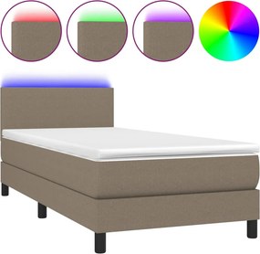 vidaXL Κρεβάτι Boxspring με Στρώμα &amp; LED Taupe 100x200 εκ. Υφασμάτινο