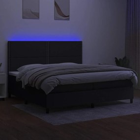 vidaXL Κρεβάτι Boxspring με Στρώμα &amp; LED Μαύρο 200x200 εκ. Υφασμάτινο