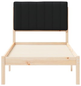 vidaXL Σκελετός Κρεβατιού με Επενδεδυμένο Κεφαλάρι Μαύρο 80 x 200 cm