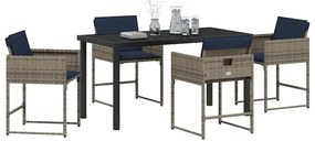 vidaXL Σέτ φαγητού για κήπο με μαξιλάρι 5 pcs Γκρι Πολυ ράταν