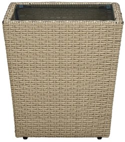 vidaXL Τραπέζι Βοηθητικό Μπεζ 41,5x41,5x44 εκ. Συνθ.Ρατάν/Ψημένο Γυαλί