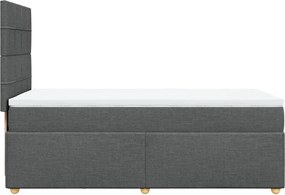 vidaXL Κρεβάτι Boxspring με Στρώμα Σκούρο Γκρι 90x200 εκ. Υφασμάτινο