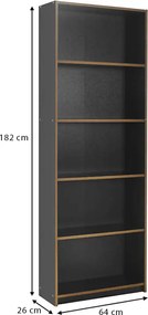 Βιβλιοθήκη Max Megapap χρώμα ανθρακί 64x26x182εκ.