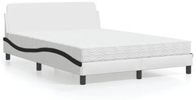 Κρεβάτι με Στρώμα Λευκό και Μαύρο 120 x 200 εκ. Συνθετικό Δέρμα