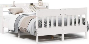 vidaXL Σκελετός Κρεβ. Χωρίς Στρώμα Λευκό 135x190 εκ Μασίφ Πεύκο