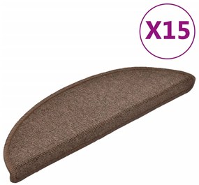 vidaXL Πατάκια Σκαλοπάτια 15 τεμ. Χρώμα Καφέ Καφέ Ημίκυκλα 56x17x3 εκ.