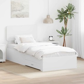 vidaXL Σκελετός Κρεβατιού Λευκό 90 x 190 cm Επεξεργασμένο ξύλο