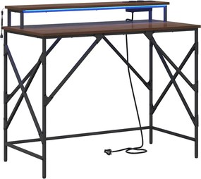 vidaXL Γραφείο με ράφι Καφέ δρυς 100 x 50 x 86,5 εκ Επεξεργασμένο ξύλο