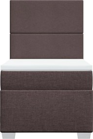 vidaXL Κρεβάτι Boxspring με Στρώμα Σκούρο Καφέ 90x190 εκ. Υφασμάτινο