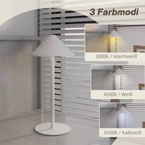 Φωτιστικό γραφείου LED HOMCOM με καλώδιο USB, διακόπτη αφής, μέταλλο, επαναφορτιζόμενο, Λευκό