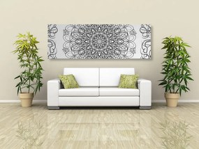 Εικόνα αφηρημένης floral μάνταλα σε ασπρόμαυρο σχέδιο - 120x40