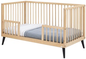 Βρεφικό Κρεβάτι Fay 70x140cm από μασίφ Οξιά Natural + Black ToiToiKids