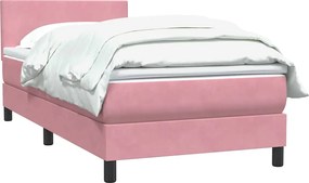 vidaXL Κρεβάτι Boxspring με Στρώμα Ροζ 80x220 εκ. Βελούδινο