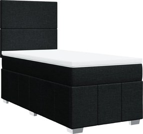 vidaXL Κρεβάτι Boxspring με Στρώμα Μαύρο 90x200 εκ. Υφασμάτινο