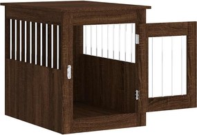 vidaXL Κλουβί Σκύλου Καφέ Δρυς 55 x 75 x 65 εκ. από Επεξεργ. Ξύλο
