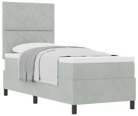 vidaXL Κρεβάτι Box Spring με Στρώμα Ανοιχτό Γκρι 80x200 εκ Βελούδο