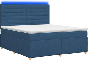 vidaXL Κρεβάτι box spring με στρώμα Μπλε 140 x 200 cm Ύφασμα