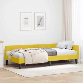 vidaXL Πλαϊνό Κρεβάτι Κίτρινο 90 x 190 cm Βελούδο και Στιβαρή ξυλεία