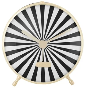 Ρολόι Επιτραπέζιο - Ξυπνητήρι Cundy Swirl Dome KA6008BK Φ12,5cm Black-White Karlsson Αλουμίνιο