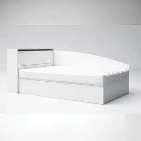 Κρεβάτι Ημίδιπλο Alia 124x75x221cm με αποθηκευτικό χώρο και στρώμα 120x190x22cm Άσπρο Γυαλιστερό - GRA425