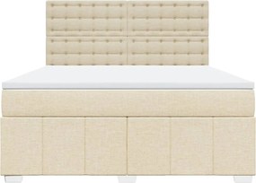 vidaXL Κρεβάτι Boxspring με Στρώμα Κρεμ 180x200 εκ. Υφασμάτινο