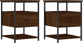 vidaXL Κομοδίνα 2 τεμ. Καφέ Δρυς 40 x 42 x 56 εκ. από Επεξεργ. Ξύλο