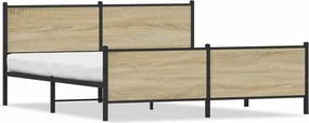 vidaXL Σκελετός Κρεβ. Χωρίς Στρώμα Sonoma Δρυς 193x203 εκ. Μεταλλικό