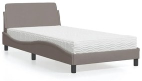 vidaXL Κρεβάτι με Στρώμα Taupe 100 x 200 εκ. Υφασμάτινο