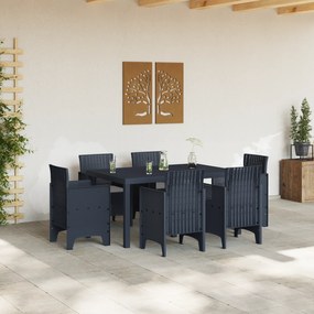 vidaXL Σετ Τραπεζαρίας Κήπου 7 Τεμαχίων με Μαξιλάρια Ανθρακί Πολυ Ρατάν