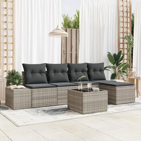 vidaXL Σετ 6 Τεμαχίων Καναπέ Κήπου με Μαξιλάρια Γκρι Πολυ Ρατάν