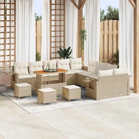 vidaXL Σετ Καναπέ Κήπου 14 pcs Μπεζ συνθετικό ρατάν