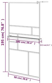 ΔΙΑΧΩΡΙΣΤΙΚΟ ΝΤΟΥΣ ΜΕ ΡΑΦΙ ΜΑΥΡΟ 100X195ΕΚ. ΓΥΑΛΙ ESG&amp;ΑΛΟΥΜΙΝΙΟ 3185473