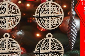 Intra απο ξύλο plywood 3mm-4mm πάχος Τρισδιάστατο Χριστουγεννιάτικων Μπάλων V6 Δίασταση 1x1 cm INTRAFABR-108471594