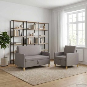 vidaXL Σαλονάκι Σετ Με Αποθηκευτικό Χώρο 2 pcs Taupe Πολυεστέρας