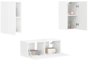 vidaXL Σετ επίπλου τηλεόρασης Επιτοίχιο 2 pcs Υψηλής γυαλάδας λευκό