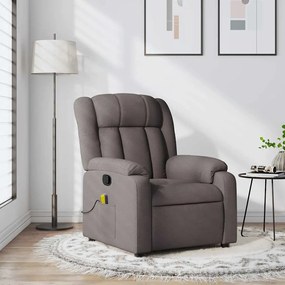 vidaXL Πολυθρόνα Μασάζ Ανακλινόμενη Taupe Υφασμάτινη