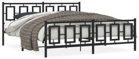 Πλαίσιο Κρεβατιού με Κεφαλάρι&amp;Ποδαρικό Μαύρο 180x200εκ. Μέταλλο