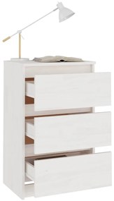 vidaXL Κομοδίνο Λευκό 40 x 29,5 x 64 εκ. από Μασίφ Ξύλο Πεύκου
