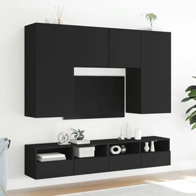 Έπιπλο Τοίχου Τηλεόρασης Μαύρο 80 x 30 x 30 εκ. από Επεξ. Ξύλο - Μαύρο