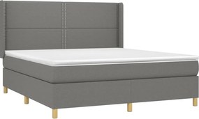 vidaXL Κρεβάτι Boxspring με Στρώμα Σκούρο Γκρι 180x200 εκ Υφασμάτιν
