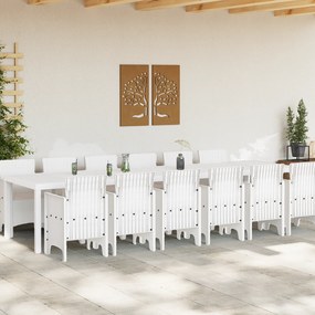 vidaXL 13 τεμάχια σετ τραπεζαρίας κήπου με μαξιλάρια Λευκό Πολυρτάν