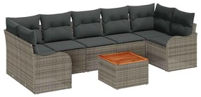 vidaXL Σετ Καναπέ Κήπου με αποθήκευση 8 pcs Γκρι συνθετικό ρατάν