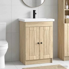 vidaXL Σετ Επίπλων Μπάνιου Sonoma Δρυς 56 x 37,5 x 81 εκ