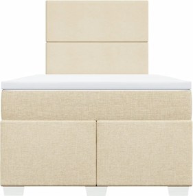 vidaXL Κρεβάτι Boxspring με Στρώμα Κρεμ 120x200 εκ. Υφασμάτινο