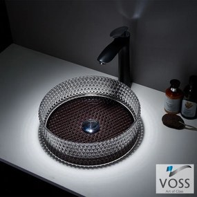 Voss Ring-D Επικαθήμενος Νιπτήρας Γυάλινος Ø40 GLass Black